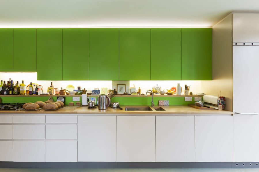 Laminated birch plywood kitchen, ash worktops.